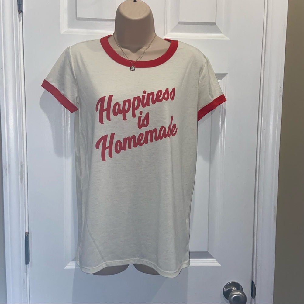 LuLaRoe LIV Red Trim Crew Neck Tee